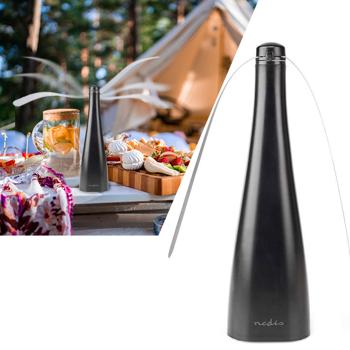 Preview: Lot de 2 Ventilateurs Anti-Mouches pour Table - Répulsif Efficace Intérieur/Extérieur - Sans Produits Chimiques - Piles AA - Noir - 7x25x7cm