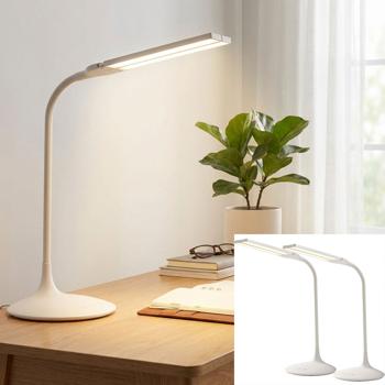 set of 2 LED desk lamps (280 lumen), dimmable, white - Touch control, trendy design - Convenient lighting for the office and home