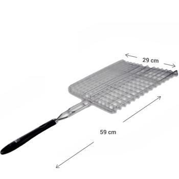 Preview: Cestello per grigliare in acciaio inox, 59 x 29 cm, con maniglia, supporto per grigliare pesce, verdure, bistecche, gamberi, ecc