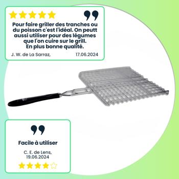 Preview: Panier à Barbecue Inoxydable - Idéal Viandes, Poissons, Légumes, Steaks, Crevettes - Avec Poignée - 59x29cm - Cuisson Uniforme