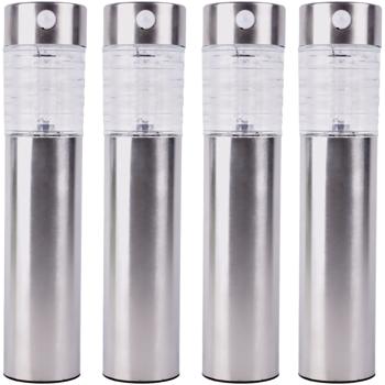 Preview: 4-piece set of solar garden lamps with motion sensor - stainless steel pillar path light, 28 cm high, dusk sensor, solar-powered, for garden & courtyard