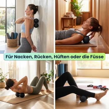 Preview: 2er-Set Duo-Faszienmassage-Bälle für punktuelle Rückenmassage - Gezielte Verspannungslösung-Faszientraining-Muskellockerung - Ø 8 & 12 cm