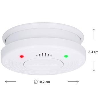 Preview: Affidabile allarme visivo antincendio e antifumo, batteria di 10 anni, volume di allarme di 85 dB, protegge ambienti fino a 40 m2, materiale di installazione