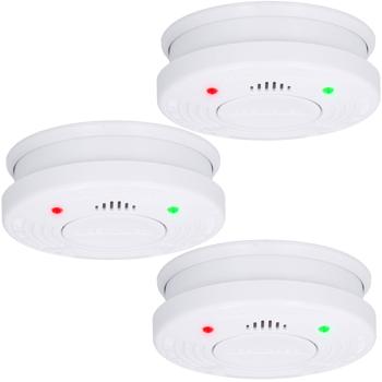 Preview: 3er-Set Optischer Brand- und Rauchwarnmelder, wartungsfreundlich, 10 Jahre Batterie, 85dB Alarm-Lautstärke, Schützt Räume bis 40 m2, Montagematerial