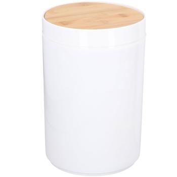 Preview: Set da bagno, 6 pezzi, bianco con legno di bambù