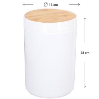 Preview: Set da bagno, 6 pezzi, bianco con legno di bambù