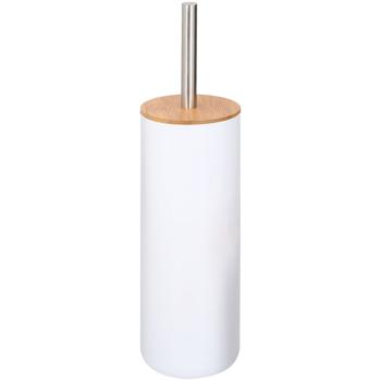 Preview: Set da bagno, 6 pezzi, bianco con legno di bambù