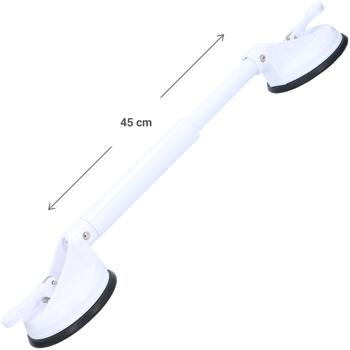 Preview: Lot 2 Poignées de Maintien Extensibles à Ventouse Max 57 cm - Sécurité Salle de Bain Douche Baignoire Toilettes - Blanc - Sans Perçage - Fixation Rapide