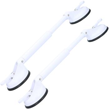 Preview: Lot 2 Poignées de Maintien Extensibles à Ventouse Max 57 cm - Sécurité Salle de Bain Douche Baignoire Toilettes - Blanc - Sans Perçage - Fixation Rapide
