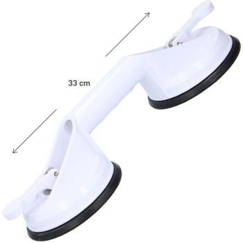 Preview: 2 barres d’appui solides à ventouses, 33 cm, blanches: pour douche, toilettes et salle de bain, sans perçage, pour une meilleure sécurité au quotidien