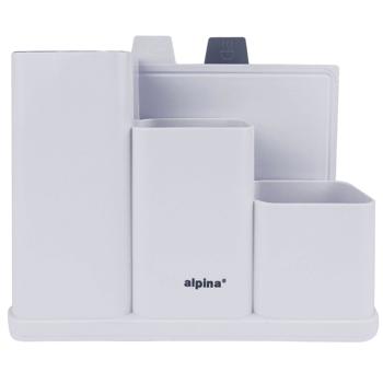 Preview: Küchenutensilienhalter inkl. Abtropflöcher mit 2 Schneidbrettern, weiss – 34 x 23 x 11,5 cm, Kitchen Organizer für aufgeräumte Arbeitsplatte