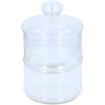 Preview: Glasbehälter mit zwei Ebenen inkl. Deckel - Ideal für Gebäck Süssigkeiten Pralinen Küche Geschäft - Ø 16cm - 28cm hoch - Hygienisch & stilvoll