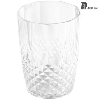 Preview: Verres à Eau en Plastique Effet Cristal - Lot de 6, 400ml - Incassables & Réutilisables - Pour Jardin, Camping, Fêtes - Design Élégant
