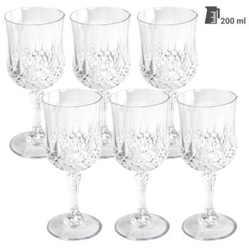 Preview: Bruchsichere Weingläser aus Kunststoff mit edlem Kristalleffekt, 6er-Set, 200 ml, stilvoll & wiederverwendbar – ideal für Garten, Camping & Partys