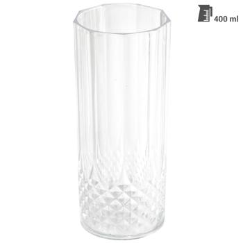 Preview: Verres à long drink en plastique effet cristal, 6 pièces 400ml : verres à cocktail réutilisables et incassables pour l'intérieur et l'extérieur