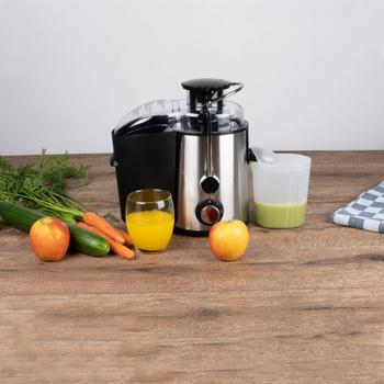 Preview: Electric juicer 400W - fruit and vegetable juicer in silver/black, high-quality design, easy operation & maximum juice yield