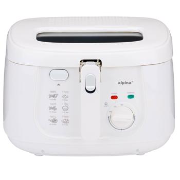 Preview: Friggitrice con coperchio - volume olio 2,5L, potenza 1800W, temperatura fino a 190°C, design bianco, patatine e snack croccanti, facile da pulire, compatta