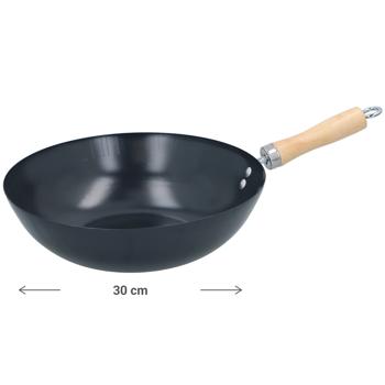 Preview: Wok pan with wooden handle, Ø 30 cm
