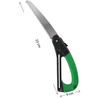 Preview: set of 2 folding handsaws with hand guard & non-slip handle, green: Safe, sharp & handy for gardening, camping & DIY