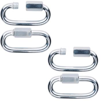 Preview: Karabinerhaken mit Schraubverschluss 4er-Set - Sicherung für Hängematten Schaukeln - bis 500kg belastbar - rostfrei verzinkt - Aussenbereich