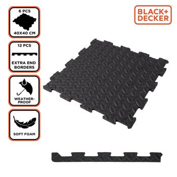 Preview: Robust foam mats (set of 24, 40x40) - black, 1 cm thick - ideal for gym, workshop, play area - cushioning + comfort