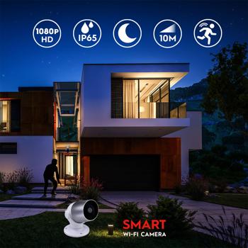 Preview: set of 4 smart IP cameras for outdoor use, full HD, Wi-Fi, app, PIR, night vision, IP65