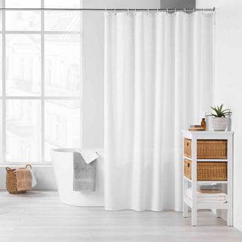 Preview: Shower curtain with hooks, white 180 x 200 cm