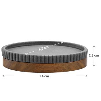Preview: Soap dish, anthracite, with acacia wood strips 14 x 9.5 cm