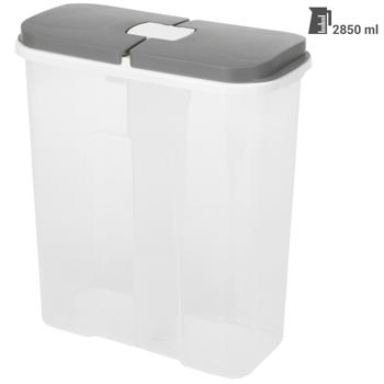 Preview: Boîte à provisions 2850 ml - 2 compartiments séparés avec couvercles individuels - Conservation hygiénique farine sucre riz - Anti-mites anti-poussière