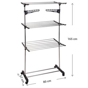 Preview: Wäscheständer Turm-Trockner: 3-Ebenen-Design für maximalen Platz – Mobil & flexibel durch Rollen, mit Sockenhaltern Preview: Wäscheständer Turm-Trockner: 3-Ebenen-Design für maximalen Platz – Mobil & flexibel durch Rollen, mit Sockenhaltern