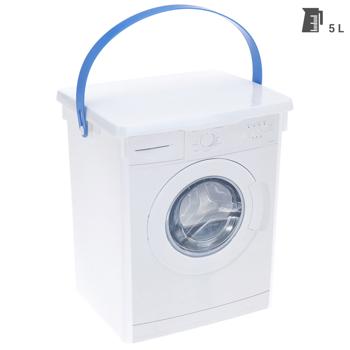 Preview: Boîte de 5 L design machine à laver pour lessive en poudre: récipient pratique avec anse (blanc) pour conserver votre lessive