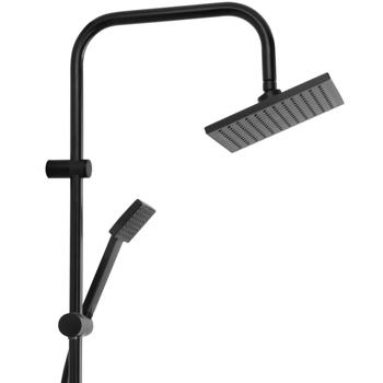 Preview: Design rain shower (stainless steel, matt black) with 2 shower heads - Exclusive shower set for sophisticated bathroom designs