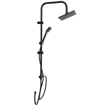 Preview: Design rain shower (stainless steel, matt black) with 2 shower heads - Exclusive shower set for sophisticated bathroom designs