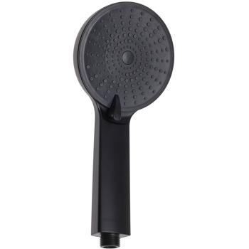 Preview: Brausekopf mit Halterung & Schlauch - Matt-schwarz, 3 Duschfunktionen, All-Black-Trend - Duschkopf Ø 110 mm - Set für modernes Bad