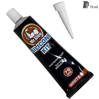 Preview: Silikon-Kit 75g Tube - Wasserdichtes Sanitärsilikon weiss zum Abdichten & Verfugen in Bad Küche Sanitäranlagen - optimale Haftung leichte Glättung