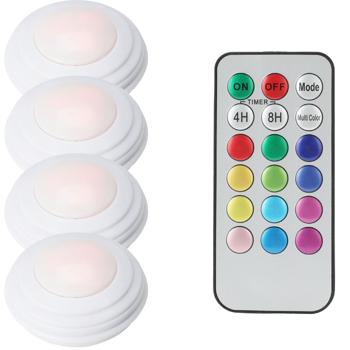Set Di 4 Luci LED Con Telecomando - Luci A Spinta Senza Fili Con 12 Colori - A Batteria E Versatili - Per La Decorazione E L'illuminazione - Elettronica, Tecnologia E Tendenze