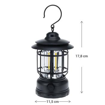 Preview: Charmante Retro Camping Lampe USB-aufladbar: Energiesparende & tragbare Zeltleuchte im Vintage Stil, Gemütliches Ambiente für Camping, Balkon & Garten, Ihr stilvoller Begleiter