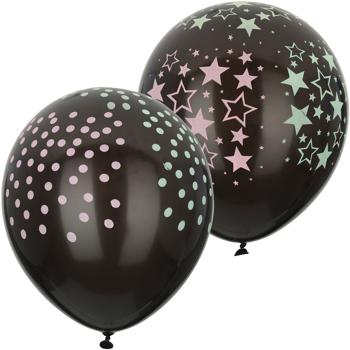 Preview: Ballons Néon Lumineux - Brillent dans le Noir avec Étoiles/Points - Pack de 10 - Idéal Fête Anniversaire Décoration - Plastique/Latex - Amusant