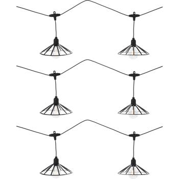 Preview: Catena luminosa decorativa a lampadine LED: 6 LED, nera, per uso interno ed esterno, IP44 - ideale per feste in giardino e festival