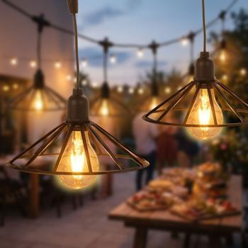 Dekorative LED-Glühbirnen-Lichterkette: 6 LEDs, schwarz, für Innen- und Aussenbereich, IP44 - ideal für Gartenpartys & Feste