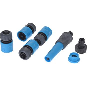 Preview: Set di tubi da giardino (15 m, blu antracite): incl. supporto per l‘avvolgimento + lancia - possibilità di montaggio a parete - per giardino, terrazza, balcone