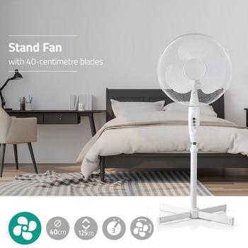 Preview: Pedestal fan, white, height-adjustable, 45 W, Ø 40 cm