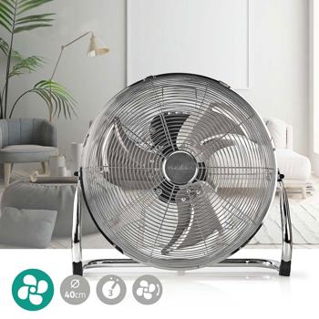 Preview: Robust floor fan, 80W, 3 speeds, tiltable: metal, (49x50x19 cm), for optimum air circulation, powerful and durable