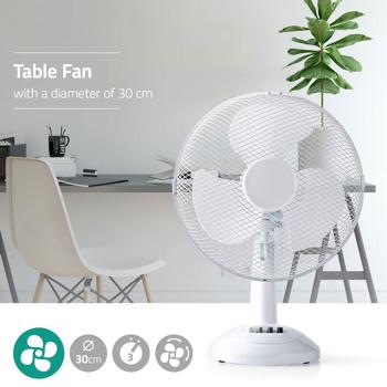Preview: Ventilateur de table à 3 vitesses, blanc, 35 W