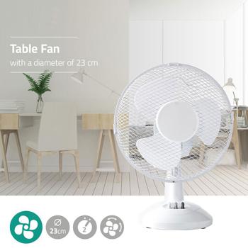 Preview: Powerful table fan, white, Ø23cm - 22 watts, 2 speeds, oscillating head & tiltable, for optimum cooling anywhere