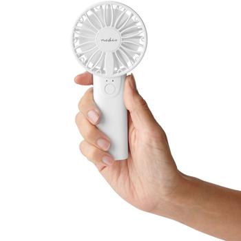 Preview: Ventilateur à main compact - 2 vitesses, silencieux, idéal sac à main, bureau, voyages, canicule - Blanc, Ø 6 cm, 60g, 3V, AA/LR6