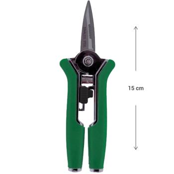 Preview: Sécateur de jardin ergonomique - Coupe précise fleurs et branches jusqu‘à 6 mm - Lame acier inoxydable - 15 cm, vert - Sécurité intégrée