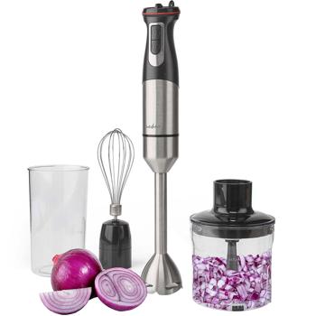 Preview: Powerful hand blender 800W - with whisk, chopper & container - made of stainless steel, versatile & ideal for smoothies, soups & sauces
