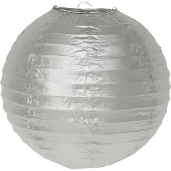 Preview: Lampions en papier - 6 pièces, 3 tailles (Ø 30/25/20cm) - Blanc & Argenté - Idéal Fêtes/Jardin - Robuste, Sûr LED - CH5610