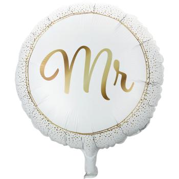 Preview: Ballons Mr & Mrs romantiques - Décoration mariage parfaite pour mariés & invités - 2 pièces - Or/Blanc - Ø 46 cm - Polyvinyle robuste